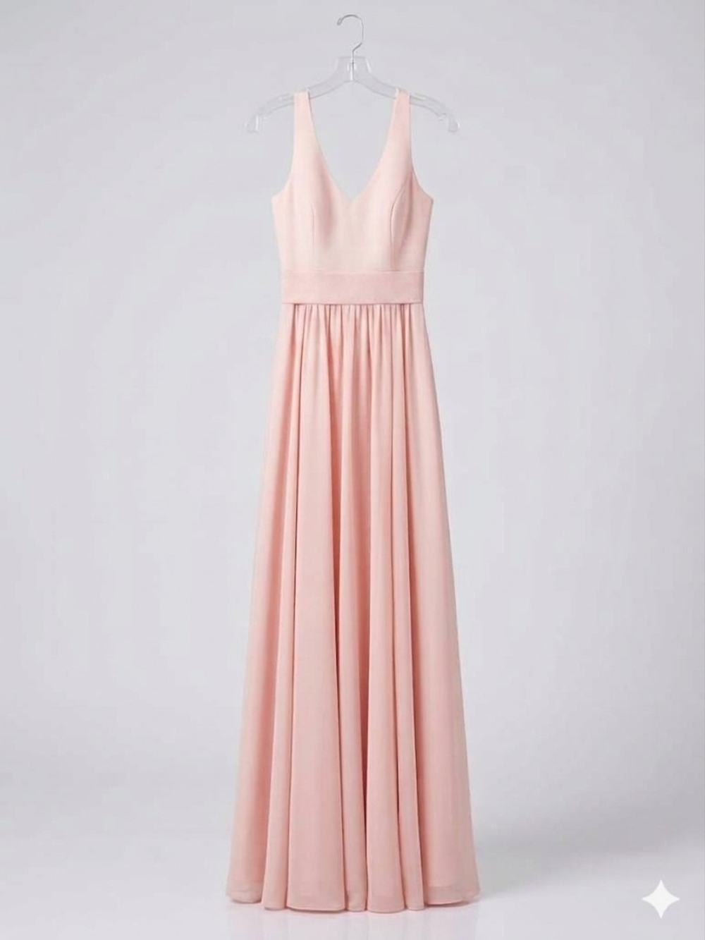 NWT-David's Bridal Blush V-Neck Chiffon Maxi Dress